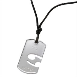 グッチ GUCCI 181348 J8400 8106 蟹座 星座 ネックレス ペンダント アクセサリー レザーロープ レザーチョーカー 星座ネックレス 星座ペンダント ドッグタグプレート ホロスコープ シルバー