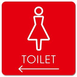 トイレ 御手洗 TOILET トイレマーク L2女 左 矢印 ピクトサイン マグネットステッカー マグネット 強力 正方形 13x13cm サイン インテリア 施設 案内