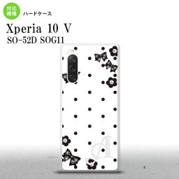 Xperia10V Xperia10V スマホケース 背面ケース ハードケース 花柄 ドット リボン 白 +アルファベット 2023年 7月発売 nk-xp105-353i
