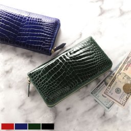 クロコダイル メンズ 長財布 ラウンドファスナー センター取り 一枚革 シャイニング 加工 ゴールド金具 全4色 男性用 財布 本革 鰐革 プレゼント ギフト 父の日 (06001612-mens-1r) クリスマス バレンタイン 母の日 春財布 アクスタポーチ 推し活ケース 定年退職 バレンタイン 成人祝い