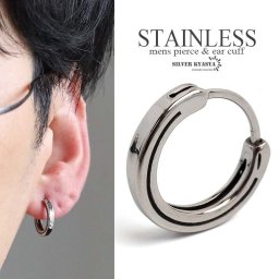 ステンレス製 ラインピアス シンプルピアス フープピアス シルバー シャープ 片耳1点 プチプラ メンズ 男性 金属アレルギー対応 父の日 イヤリング