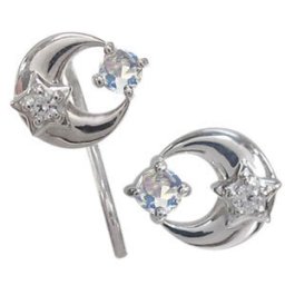 星・ロイヤルブルームーンストーン・月・ピアス・無くさない・プラチナ・ピアス