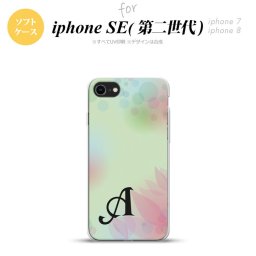 iPhoneSE 2 第二世代 iPhone8&iPhone7 共用 スマホケース 背面カバー ソフトケース ぼかし 花柄 緑 +イニシャル おしゃれ かわいい かっこいい メンズ レディース nk-ise2-tp1591i