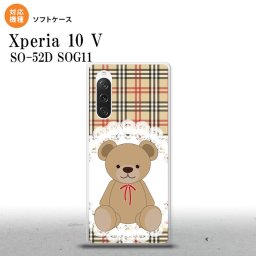 Xperia10V Xperia10V スマホケース 背面ケースソフトケース くま チェック レース 茶 赤 2023年 7月発売 nk-xp105-tp754