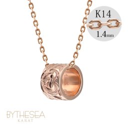 ゴールド ネックレス ハワイアンジュエリー ネックレス ゴールド ピンクゴールド ネックレス スクロールチューブ Lサイズ 14k k14カットあずきチェーン太1.4mm 長さ ギフトラッピング可能 メンズ レディース プレゼント 夏 サマー 【品番：CG-GP126R-CH1020】