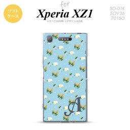 【SO01K】【スマホケース/スマホカバー】【エクスペリア XZ1】SO01K スマホケース Xperia XZ1 ケース エクスペリア XZ1 イニシャル 花柄・バラ（E） 水色 nk-so01k-tp249ini【メール便送料無料】