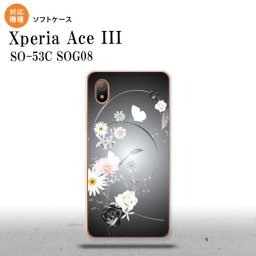 SO-53C SOG08 ワイモバイル Xperia Ace III スマホケース 背面ケースソフトケース 花柄 ミックス A 黒 2022年 6月発売 nk-so53c-tp271