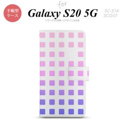 SC-51A SCG01 Galaxy S20 5G 手帳型 スマホケース 全面印刷 おしゃれ ストラップホール 内側にカードポケット付き スクエア ドット ピンク nk-004s-s20-dr1363