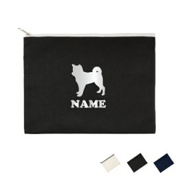 「柴犬」名入れフラットポーチ/小物入れ メンズ レディース 卒部祝い 父の日プレゼント お揃い オーダーメイド 愛犬 シルエット 記念品 誕生日 プレゼント 犬種 ネームプリント お名前入れ 母の日 オフ会【flpl】大会 景品 参加賞 ピクトグラム