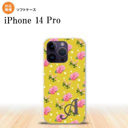 iPhone14 Pro iPhone14 Pro スマホケース 背面ケースソフトケース 花柄 バラ ドット 黄 +アルファベット 2022年 9月発売 nk-i14p-tp242i