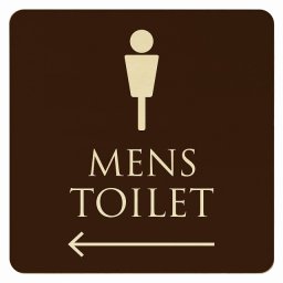 14x14cm トイレ 御手洗 TOILET トイレマーク ブラウン ナチュラル MENS 左 矢印 ピクトサイン 木製ドアサイン ドアプレート インテリア 施設 案内