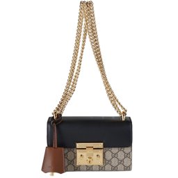グッチ GUCCI ショルダーバッグ レディース チェーン バッグ パドロック スモール スプリームキャンバス ブラック 409487 KLQJG 9785 送別会 誕生日 お中元 結婚祝い 結婚式 高級 父の日 母の日 ホワイトデー