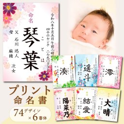 新デザイン追加 命名書 プリント【選べる74柄】命名紙 赤ちゃん 出産祝い 男の子 名入れ 女の子 内祝い 兄弟 お揃い 写真たて