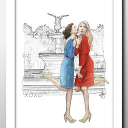 Blair and Serena ファッション アート A3 サイズ ポスター アート おしゃれ 絵画 インテリア 北欧 イラスト マット紙 艶消し アートパネル 額 フレーム デザイン 壁掛け ギフト 新築祝い ディスプレイ 引越し祝い　新生活　空間デザイン 