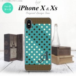 【iPhoneX】【スマホケース/スマホカバー】【アイフォンX】iPhoneX スマホケース ケース アイフォンX イニシャル ドット・水玉 青緑×茶 nk-ipx-1654ini【メール便送料無料】
