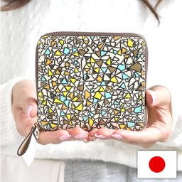 財布 二つ折り財布 折りたたみ財布 ラウンドファスナー 小銭入れあり ボックス型 レディース 本革 文庫革 日本製 手染め 手描き かわいい トリアングル 友禅文庫 母の日 プレゼント クリスマス