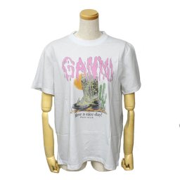 ガニー GANNI トップス Tシャツ カットソー ロゴ ウィメンズ 半袖 トップス A1050075-151 レディース ホワイト 海外正規品