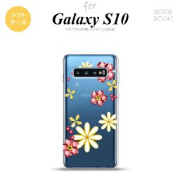 SC-03L SCV41 Galaxy S10 スマホケース ソフトケース 花柄 ミックス E クリア メンズ レディース nk-s10-tp306