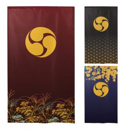 暖簾 のれん 85X150cm 21150 右三つ巴 家紋 日本製 間仕切り カーテン タペストリー 目隠し 玄関 階段 洗面所 キッチン 台所 部屋 仕切り 棚 パントリー