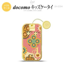 SH-03M キッズケータイSH-03M スマホケース ソフトケース エスニック 花柄 ピンク ベージュ +アルファベット メンズ レディース nk-sh03m-tp1582i