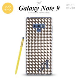Galaxy Note 9 ギャラクシー ノート9 SC-01L SCV40 スマホケース カバー ソフトケース 千鳥柄 茶白 イニシャル 対応 nk-note9-tp911i[スマホ,スマホケース,スマホカバー,ケース,カバー,ジャケット]
