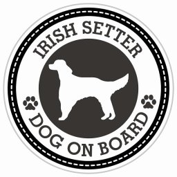 セーフティサイン ステッカー Dog on board IRISH SETTER アイリッシュセター ブラック 直径13cm あおり運転 対策 カーステッカー 煽り運転対策 自動車用 屋外 屋内 防水 かわいい おしゃれ 安全対策 カーサイン 肉球マーク