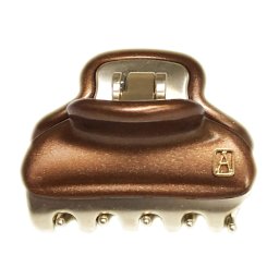 アレクサンドル ドゥ パリ ALEXANDRE DE PARIS ヘアアクセサリー PINCE VENDOME CLIP S 4.5CM パンス ヴァンドーム ヘア クリップ Sサイズ ICC45-14339-02 X4 PAIL BRUN パールブラウン＋ゴールド