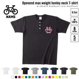 配達員2 名入れヘンリーネックTシャツ ヘンリーネック 名入れTシャツ 首元ネコ目ボタン ボタンTシャツ 首元アクセント メンズ レディース    自転車 出前 フード