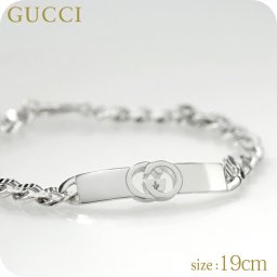 グッチ ブレスレット メンズ レディース ブランド GUCCI インターロッキング チェーン ロゴ 853978 J8400 0818 シルバー アクセサリー