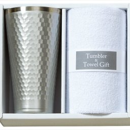 タンブラー&マイクロファイバークロスセット  タンブラーφ80×145mm（420ml）：ステンレス（真空断熱構造）、マイクロファイバークロス250×250mm：ポリエステル80%・ナイロン20%