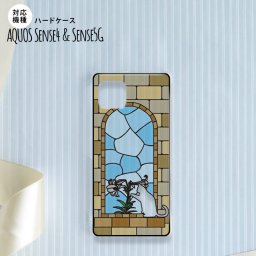 sense4 sense5 Aquos sense4/5 背面ケース カバー ステンドグラス風 おしゃれ 猫 ステンドグラス風 かわいい おしゃれ 背面ケース nk-sens4-sg40