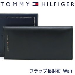 トミーヒルフィガー 長財布 TOMMY HILFIGER フラップ財布 メンズ ブラック かぶせ蓋 見開き 31TL190008-001 BLACK 【ラッピング無料 誕生日 お祝い プレゼント ギフト 贈り物】 送料無料