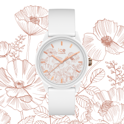 数量限定！【karendo x ICE watch】karendo限定 ICE solar power limited edition - Spring white (Small)  腕時計 花 サプライズ プレゼント ギフト インスタ映え おしゃれ お祝い 記念 誕生日 新社会人 彼女 付け心地抜群 自分へのご褒美