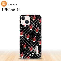 iPhone14 iPhone14 スマホケース 背面ケースソフトケース 花柄 バラ 編み 黒 +アルファベット 2022年 9月発売 nk-i14-tp267i