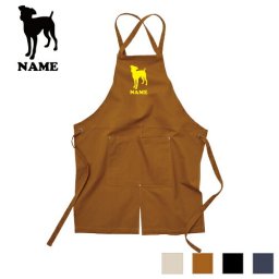 ミニチュアピンシャー 名入れエプロン 犬種別シルエット ウォッシュキャンバス ツイルエプロン クロスタイプ ワークエプロン デニム インディゴ キャメル ブラック ナチュラル カフェエプロン   飲食店 喫茶店 作業用 母の日ギフト 店舗スタッフ