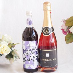 みずみずしくジューシーな風味の葡萄酒と国産ワインセット(塩尻コンコードスパークリングロゼワインやや甘口(長野県)720ml瑞鷹葡萄の酒10度(熊本県)720ml