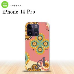 iPhone14 Pro iPhone14 Pro スマホケース 背面ケース ハードケース エスニック 花柄 ピンク ベージュ +アルファベット 2022年 9月発売 nk-i14p-1582i
