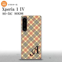 SO-51C SOG06 XPERIA 1 IV Xperia 1 IV スマホケース 背面ケースソフトケース チェック A ベージュ 赤 +アルファベット メンズ レディース nk-xp14-tp445i