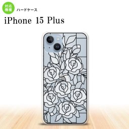 iPhone15 plus iPhone15 plus 背面ケース カバー ステンドグラス風 おしゃれ バラ ホワイト ステンドグラス風 2023年 9月発売 nk-i15pl-sg47