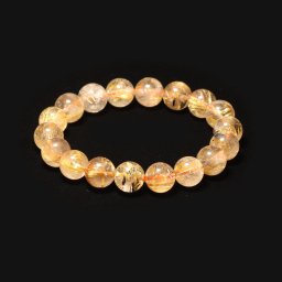 天然石ブレスレット【光を受けて華やかにきらめく】11mm ゴールドタイチンルチルクォーツ 一点物【GHB174】35ｇ 浄化発送京海堂