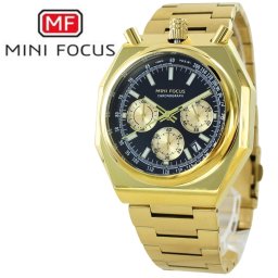 正規品 MINI FOCUS メンズ腕時計 ステンレスバンド かっこいい 腕時計 手表 メンズ クロノグラフ クォーツ ゴールド ブラック 高級感 大人 おしゃれ ビジネス カジュアル 誕生日 プレゼント 男性 旦那 彼氏 ギフト 父の日 成人 卒業 入学
