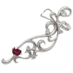 ルビー・イヤーカフ・ピアス・唐草・ピアス
