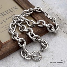 レディースネックレス 小豆チェーン ステンレス マンテル シルバー silver あずき 太め 太幅 オリジナル ハンドメイド 金属アレルギー対応 女性