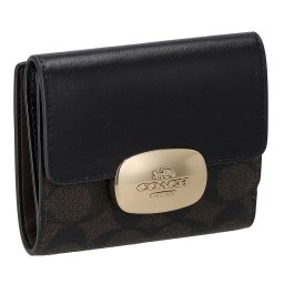 コーチ ファクトリー アウトレット COACH FACTORY エライザ スモール ウォレット 財布 二つ折り財布 折りたたみ財布 小銭入れ付き CW801 IMXAQ レディース ブラック+ブラウン系