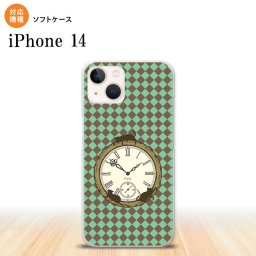 iPhone14 iPhone14 スマホケース 背面ケースソフトケース 時計 チェック 緑 2022年 9月発売 nk-i14-tp1223