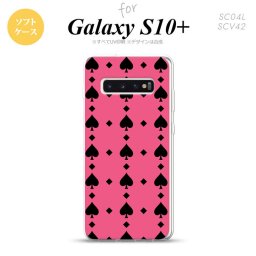 SC-04L SCV42 Galaxy S10+ スマホケース ソフトケース トランプ スペード ピンク 黒 メンズ レディース nk-s10p-tp538