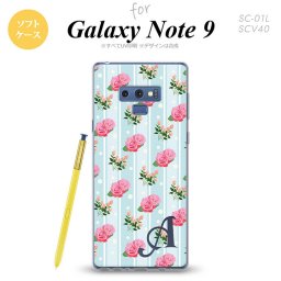Galaxy Note 9 ギャラクシー ノート9 SC-01L SCV40 スマホケース カバー ソフトケース 花柄・バラ（D） 水色 イニシャル 対応 nk-note9-tp247i[スマホ,スマホケース,スマホカバー,ケース,カバー,ジャケット]