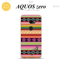 AQUOS zero アクオス ゼロ 801SH スマホケース カバー ソフトケース エスニックボーダー ピンク イニシャル 対応 nk-801sh-tp1561i[スマホ,スマホケース,スマホカバー,ケース,カバー,ジャケット]