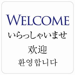 Welcome インバウンド 多言語 英語 中国語 韓国語 対応 サインステッカー シール ピクトサイン 正方形 商業施設 飲食店 旅館 ホテル レンタル イベント 表示 場所 掲示 案内板 注意喚起 防水 屋内 屋外