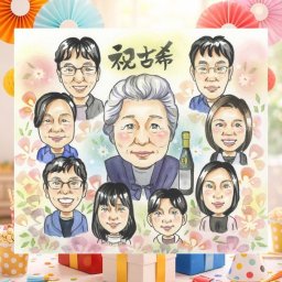 誕生日のお祝いに、感謝の気持ちが伝わる似顔絵ギフト。 贈り物 古希 似顔絵 ギフト プレゼント 手描き 名入れ 誕生日 お祝い 記念日 敬老の日 長寿 大人数 ご両親 家族 祖父母 名入れ 修正無料 下書き確認 そっくり 喜ばれる 一生もの かわいい 古希祝い 宝物 傘寿 70歳 喜寿祝い メモリアルギフト 感激 おすすめ オリジナル 同窓会 二次会 大量注文 おしゃれ 初任給 快気祝い